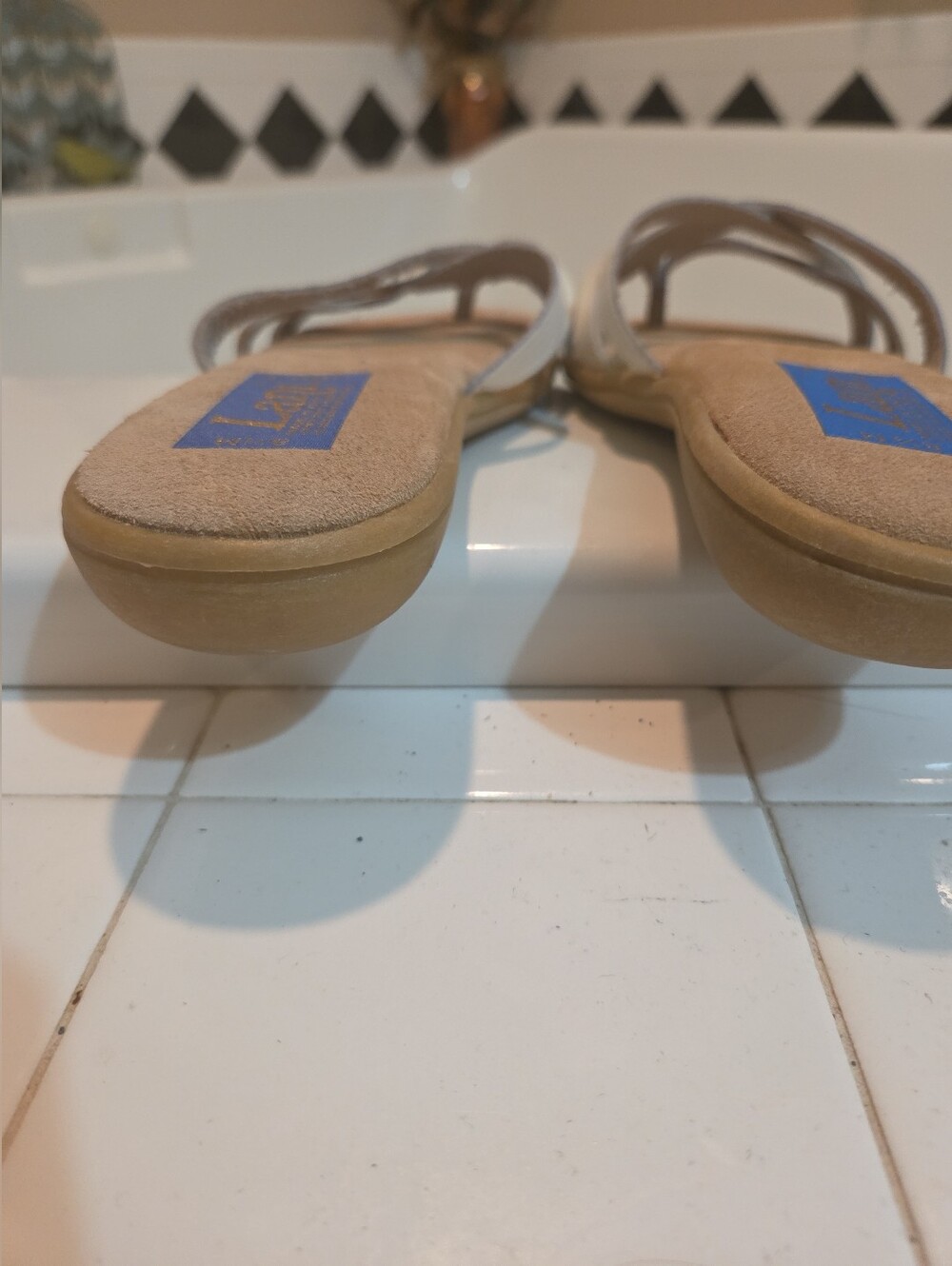 Vintage Lani Made In Italy Leather Flip Flop 8.5 M w/ Orig Box 90s Coastal Gma - Picture 9 of 11